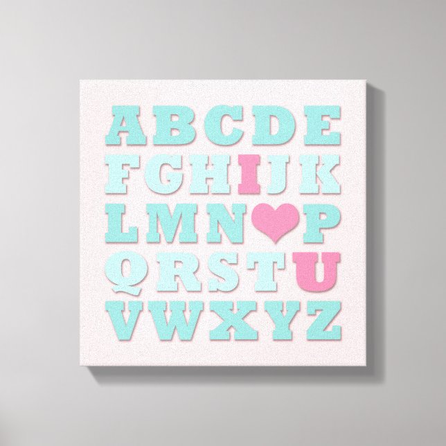 Giraffe Pink Mint Aqua Aquamarine Mauer Leinwand (Vorderseite)