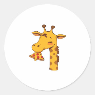 Giraffe Pizza Essen Hamburger süß herzlichen Glück Runder Aufkleber