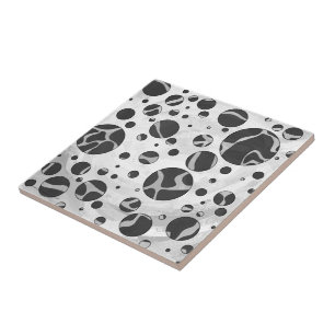 Giraffe Polka Dot Black and Light Gray Print Fliese
