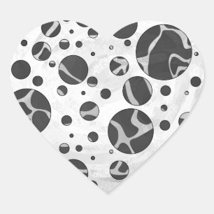 Giraffe Polka Dot Black and Light Gray Print Herz-Aufkleber