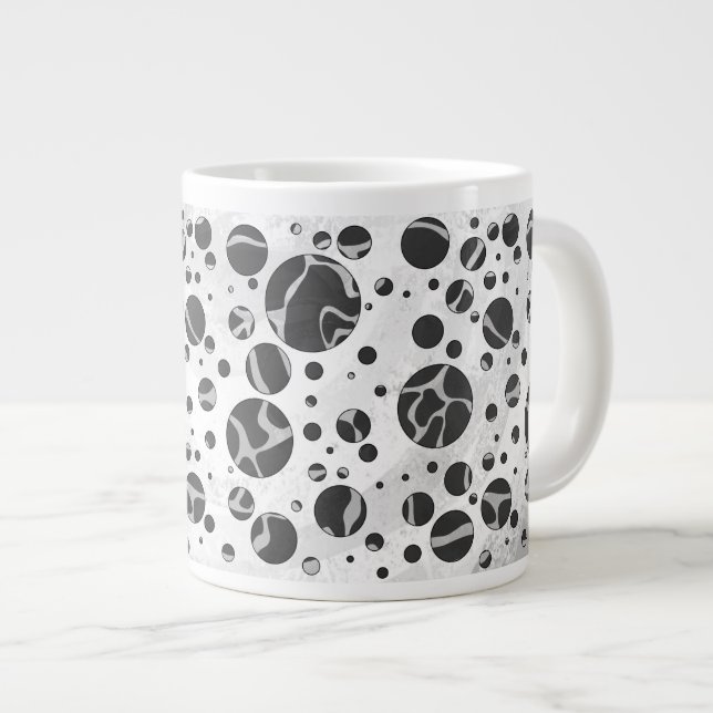 Giraffe Polka Dot Black and Light Gray Print Jumbo-Tasse (Vorderseite Rechts)