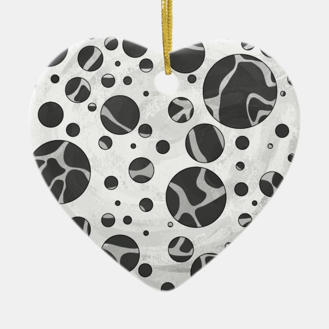 Giraffe Polka Dot Black and Light Gray Print Keramikornament (Vorne)
