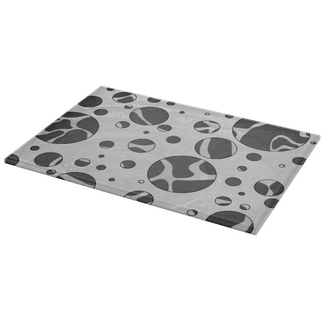 Giraffe Polka Dot Black and Light Gray Print Schneidebrett (Ecke)