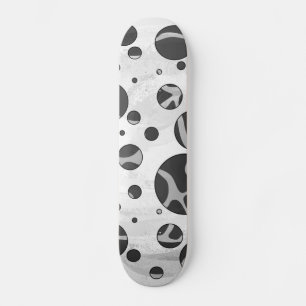 Giraffe Polka Dot Black and Light Gray Print Skateboard