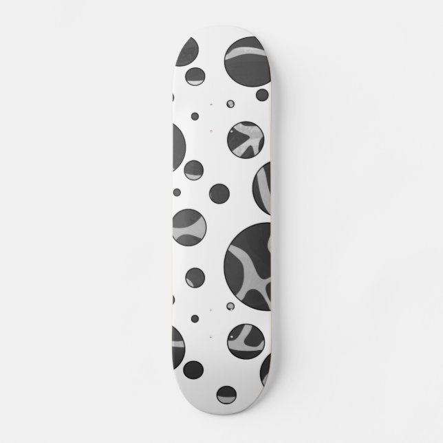 Giraffe Polka Dot Black and Light Gray Print Skateboard (Vorderseite)