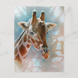 Giraffe Portrait Animal Watercolor Art Postkarte