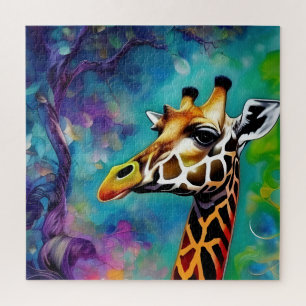 Giraffe Portrait farbenfroh Puzzle