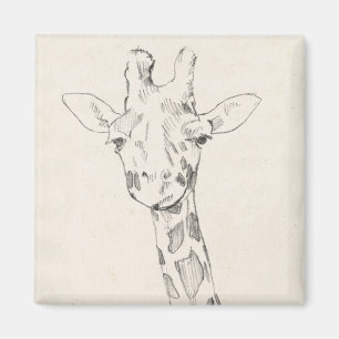 Giraffe Portrait   Zeichnung Magnet