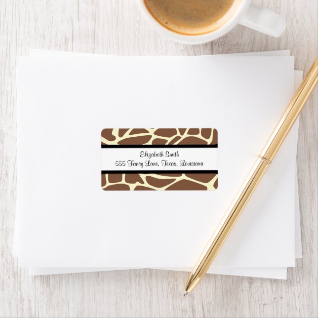 Giraffe Print, Braune Giraffe, Tierdruck, Jungle Adressaufkleber (Insitu)