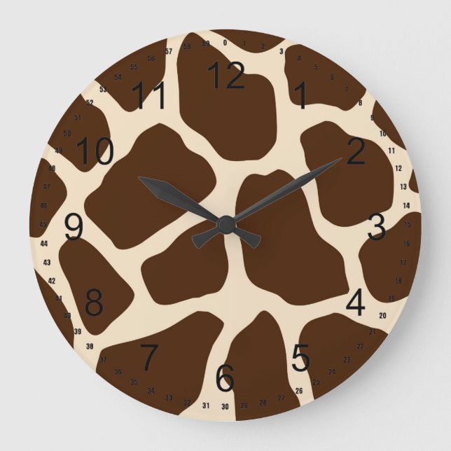 Giraffe Print Große Wanduhr (Vorderseite)