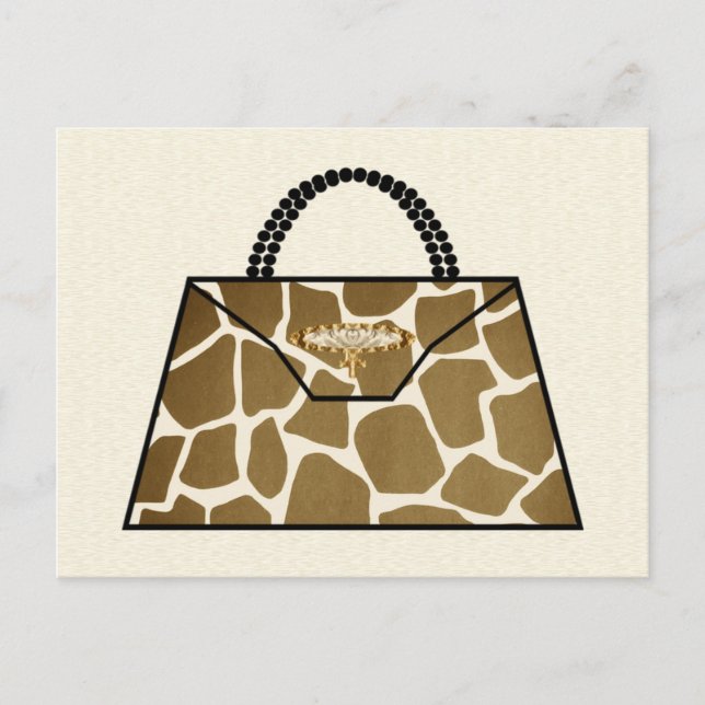 Giraffe Print Handbag Postkarte (Vorderseite)