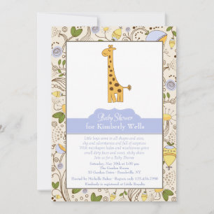 Giraffe Print in blauer Einladung
