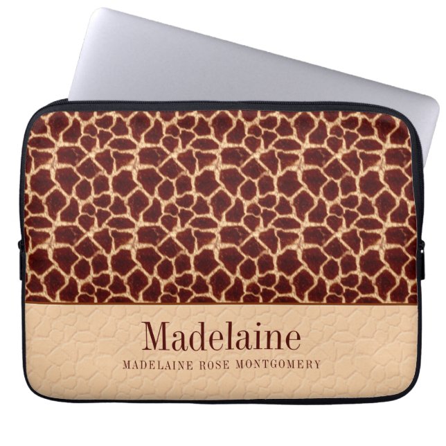Giraffe Print in Rich Brown und Tan Hues Laptopschutzhülle (Vorderseite)