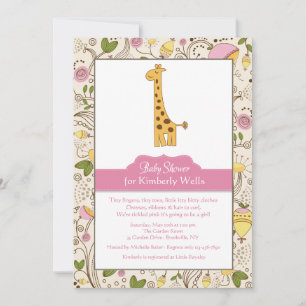 Giraffe Print in rosa Einladung