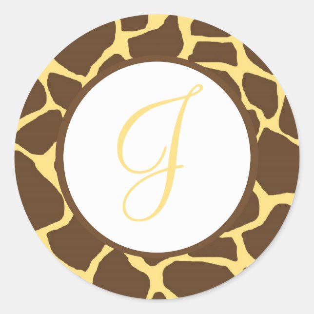 Giraffe Print Mit Monogramm Stickers (Vorderseite)