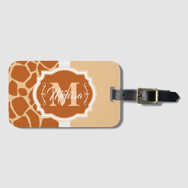 Giraffe Print Monogram Gepäckanhänger (Vorderseite (Horizontal))