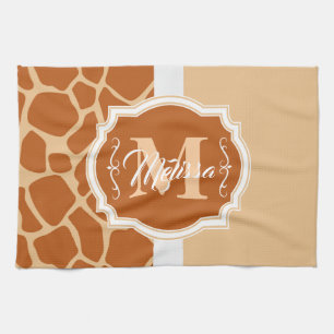 Giraffe Print Monogram Geschirrtuch