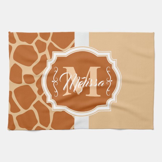 Giraffe Print Monogram Geschirrtuch (Horizontal)