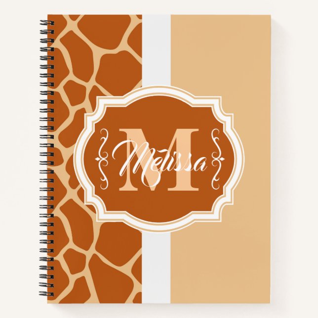 Giraffe Print Monogram Notizbuch (Vorderseite)