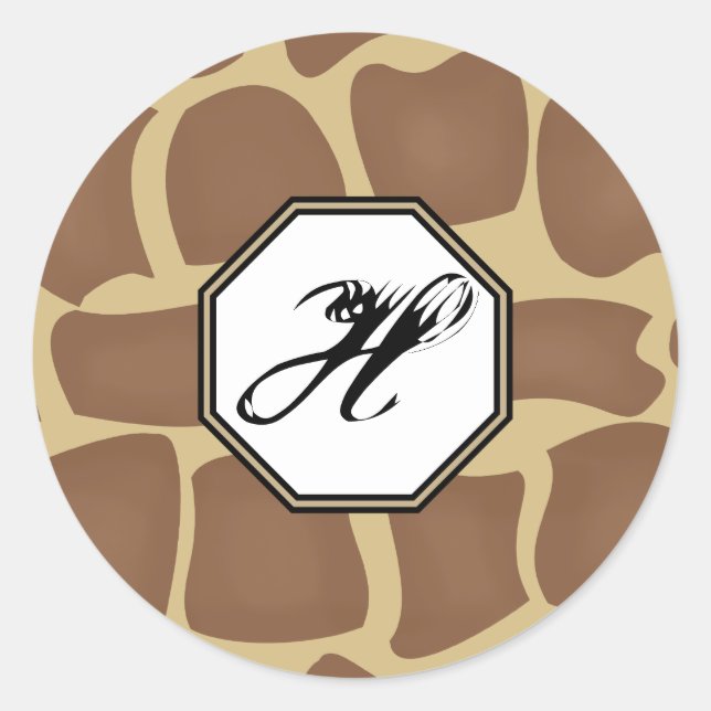 Giraffe Print Monogram Stickers (Vorderseite)