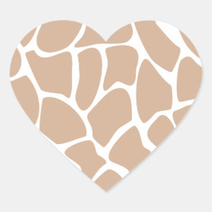 Giraffe Print Muster in Beige. Herz-Aufkleber