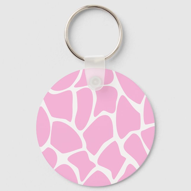 Giraffe Print Muster in Candy Pink. Schlüsselanhänger (Vorderseite)