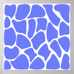 Giraffe Print Muster in Cornflower Blue. Poster