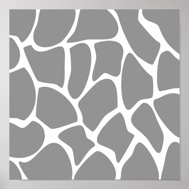 Giraffe Print Muster in Grau. Poster (Vorne)