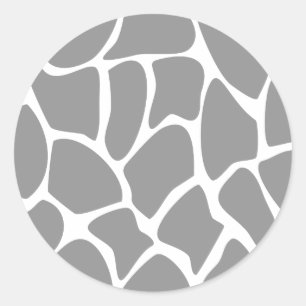 Giraffe Print Muster in Grau. Runder Aufkleber