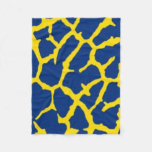 Giraffe Print Navy Yellow Fleecedecke