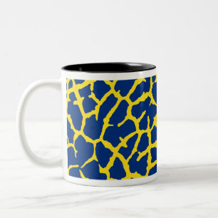 Giraffe Print Navy Yellow Zweifarbige Tasse