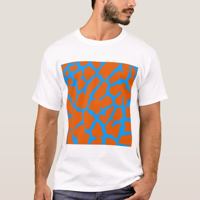Giraffe Print Orange Cyan T-Shirt (Vorderseite)