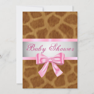 Giraffe Print Pink Bow Baby Shower Einladung
