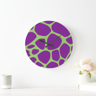 Giraffe Print, Purple Giraffe, Animal Print Große Wanduhr