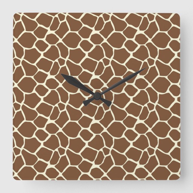 Giraffe Print Quadratische Wanduhr (Vorderseite)