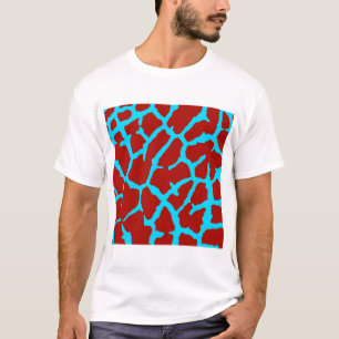 Giraffe Print Red Cyan T-Shirt