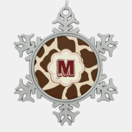 Giraffe Print Schneeflocken Zinn-Ornament