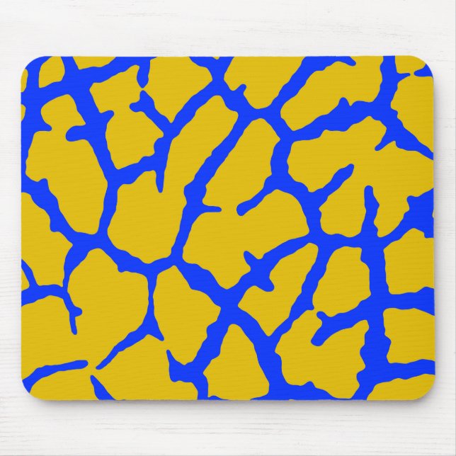 Giraffe Print Yellow Blue Mousepad (Vorne)