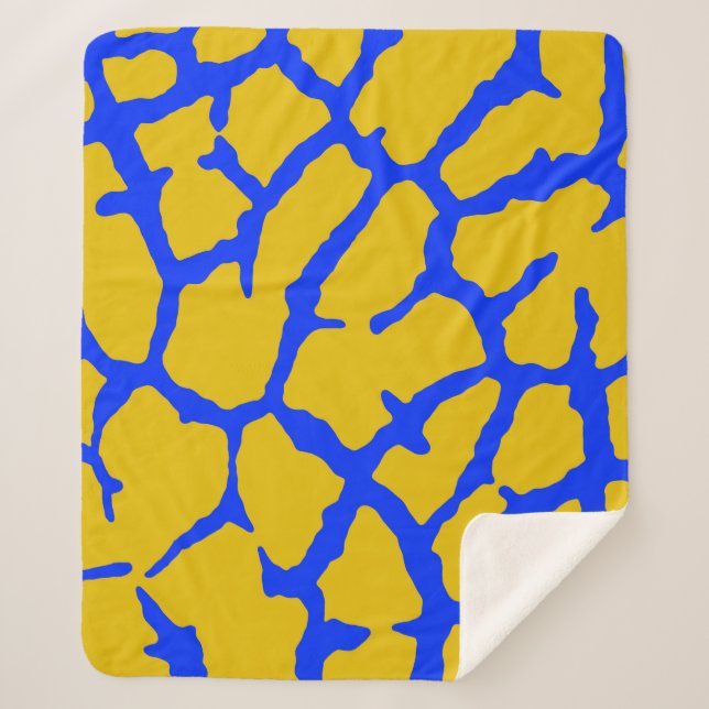 Giraffe Print Yellow Blue Sherpadecke (Vorderseite)