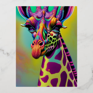 Giraffe Psychedelic Fantasy Character Portrait Folien Feiertagspostkarte