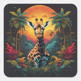 Giraffe | quadratischer aufkleber