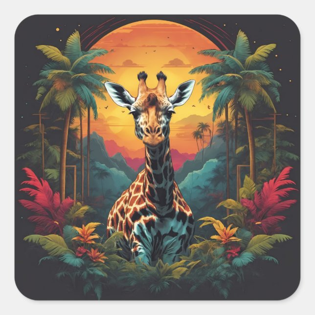 Giraffe | quadratischer aufkleber (Vorderseite)