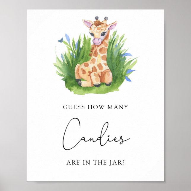 Giraffe - Raten Sie mal, wie viele Bonbons Poster (Vorne)