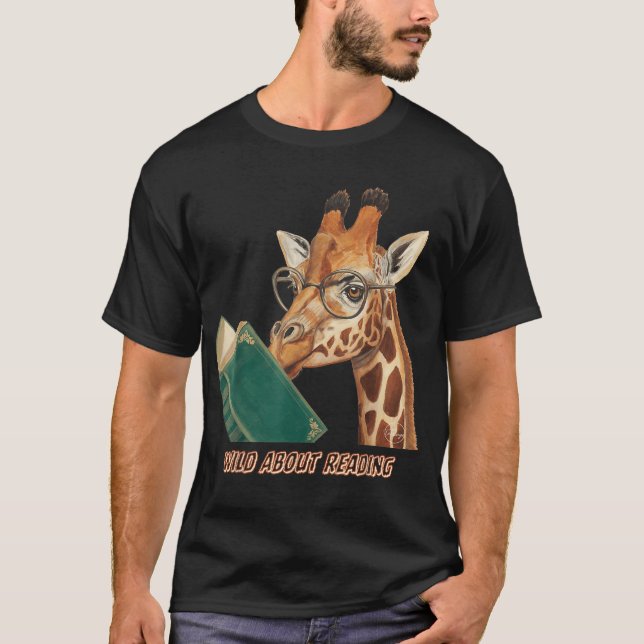 Giraffe Reading Book Eyeglasses Animals Lehrer T-Shirt (Vorderseite)