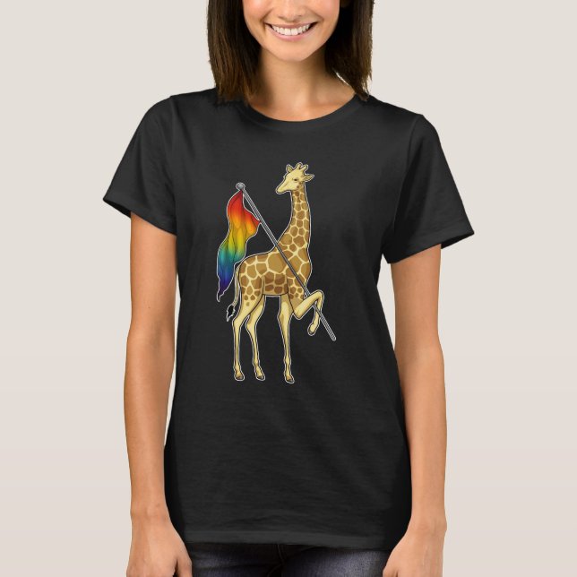 Giraffe-Regenbogenflagge T-Shirt (Vorderseite)