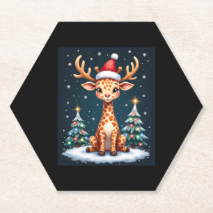 Giraffe Reindeer Hat Weihnachtsbaum Funny Xm Untersetzer