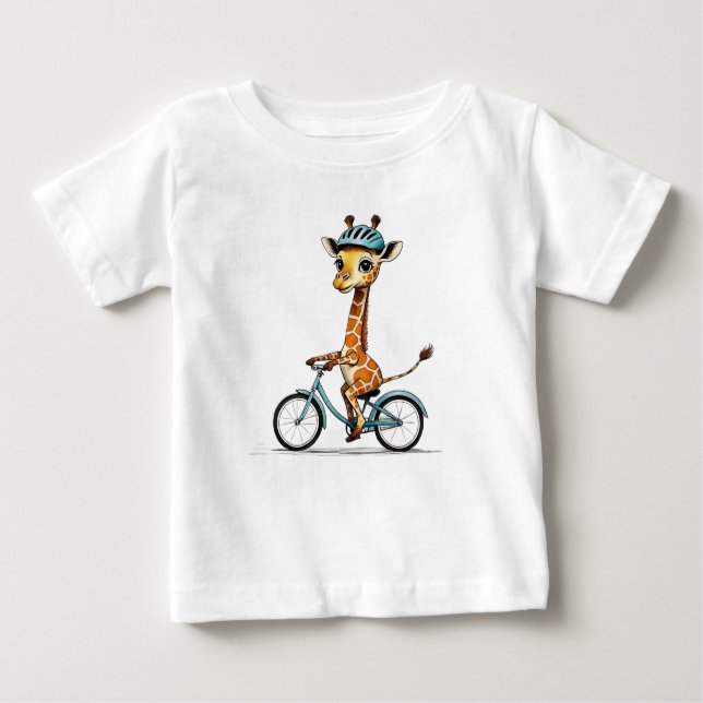 Giraffe Reiten mit dem Fahrrad - HandGezeichnet St Baby T-shirt (Vorderseite)