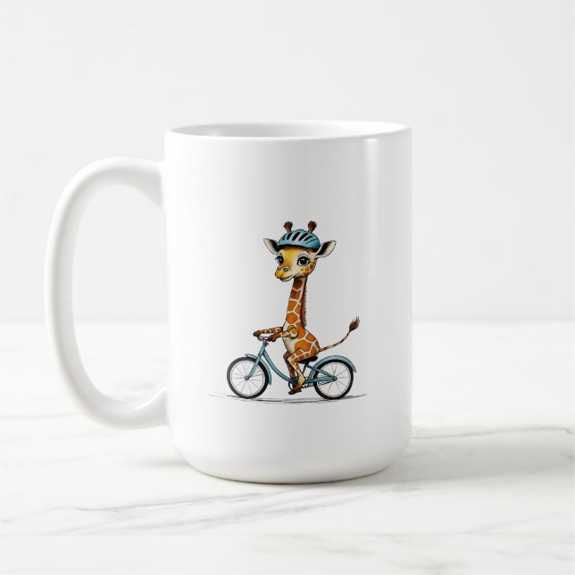 Giraffe Reiten mit dem Fahrrad - HandGezeichnet St Kaffeetasse (Links)