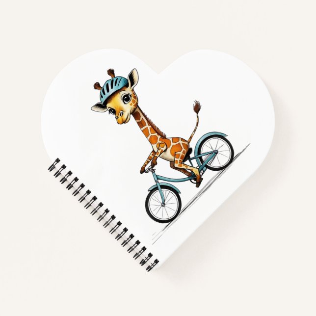Giraffe Reiten mit dem Fahrrad - HandGezeichnet St Notizbuch (Vorderseite)