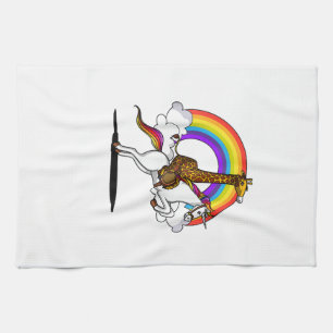 Giraffe reitendes Einhorn magischer Regenbogen lus Geschirrtuch
